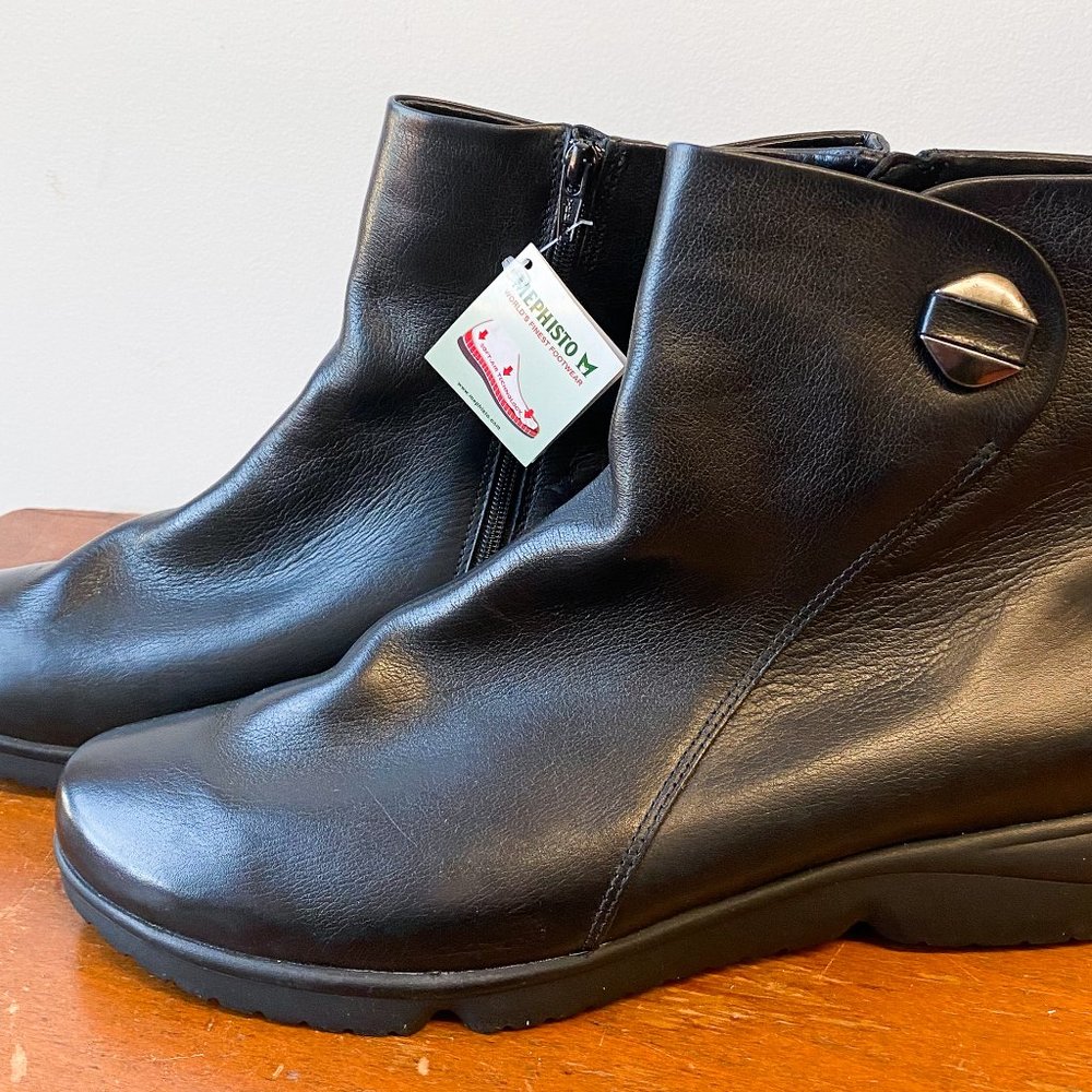 Mephisto Raine Black Leather Ankle Zip Boot NWT, W 11
